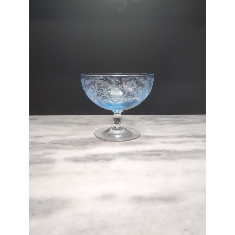 Fostoria Versailles Blue Grapefruit Bowl, Glass Goblet, Kitchenware, No‎ Liner